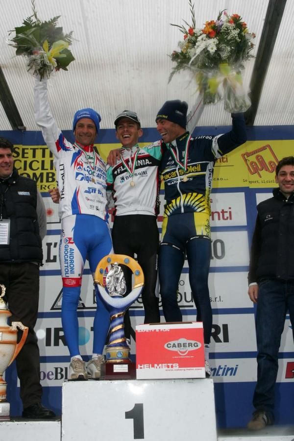 Podium (L-R): Michele Scarponi (Androni Giocattoli), Riccardo Ricco' (Ceramica Flaminia) and Matteo Carrara (Vacansoleil Pro Cycling Team)