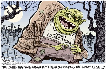 Political cartoon U.S. 2016 election scary Halloween