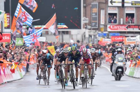 Alejandro Valverde sprinting to his third Liège - Bastogne - Liège career win