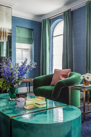 Blue and green living room