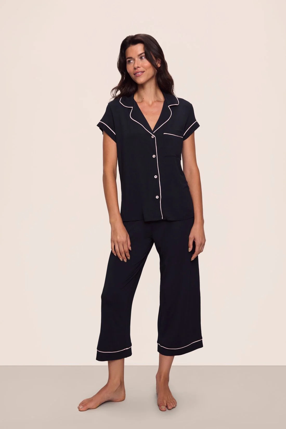 Eberjey, Gisele Tencel Modal Short Sleeve Cropped Pj Set