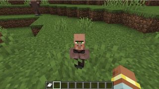 Tiny villager newly born in Minecraft.