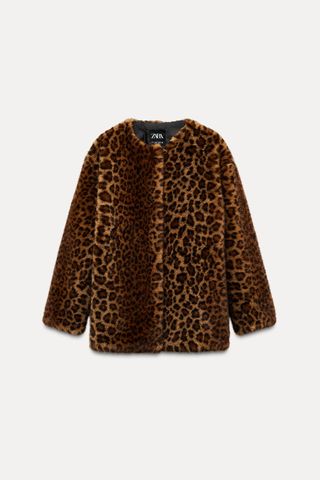 Faux Fur Animal Print Coat