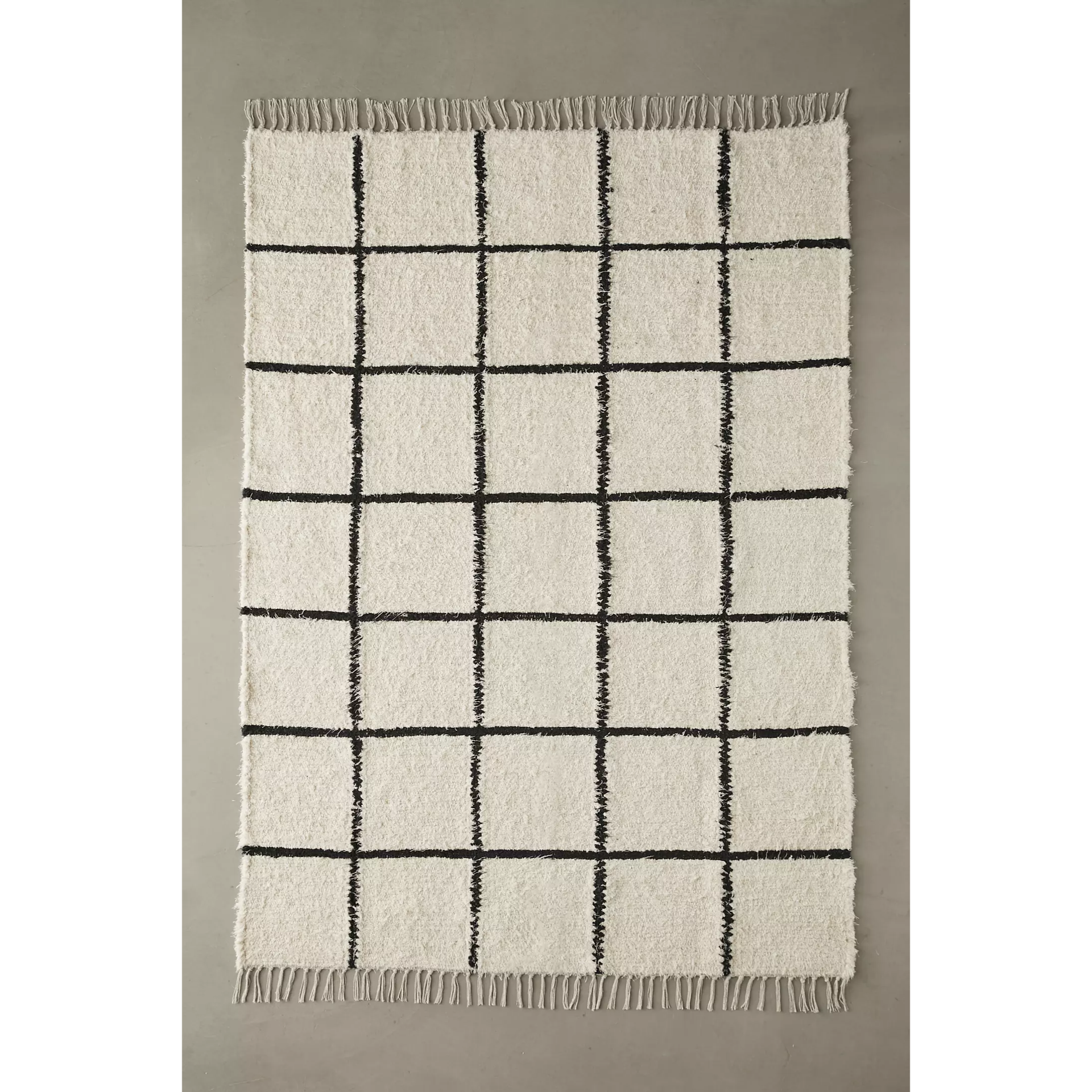 shag rug in checkered pattern