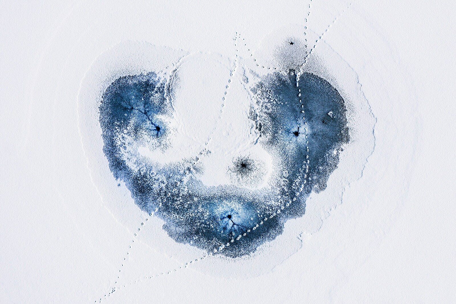 Patterns in frozen lake. 
