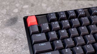 A black Keychron K10 V2 mechanical custom keyboard