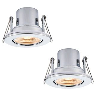 Two stainless steel coated spotlights isolated on a white background