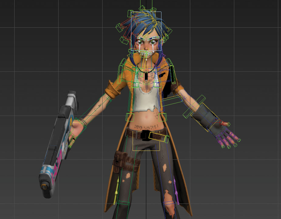 rigged up character in 3ds Max