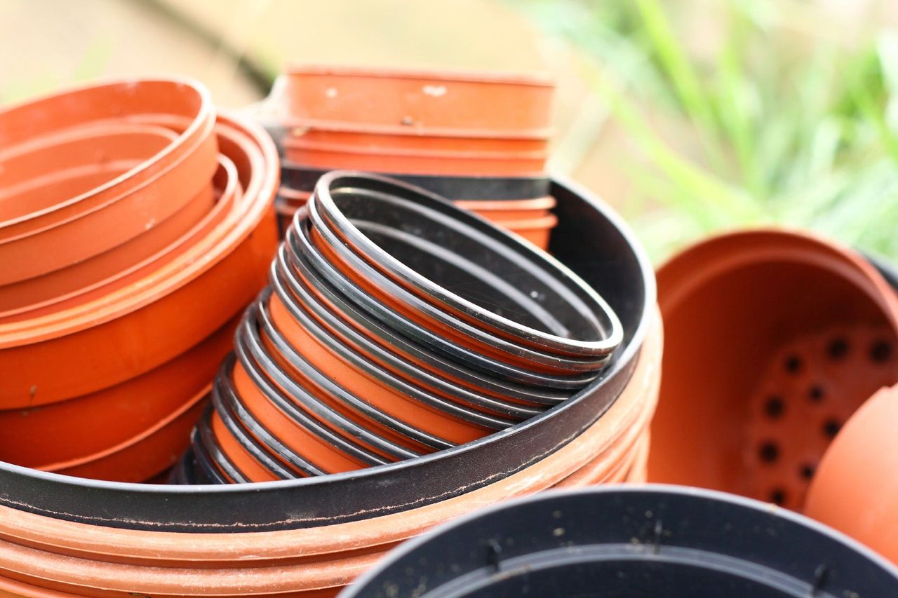 Stacks Of Plastic Pots