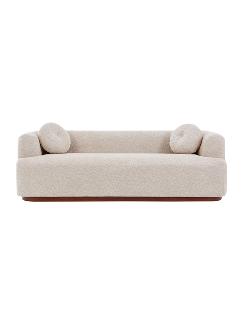 Arcora Boucl&eacute; Boneless 3-Seater Sofa With Rubber Wood Base