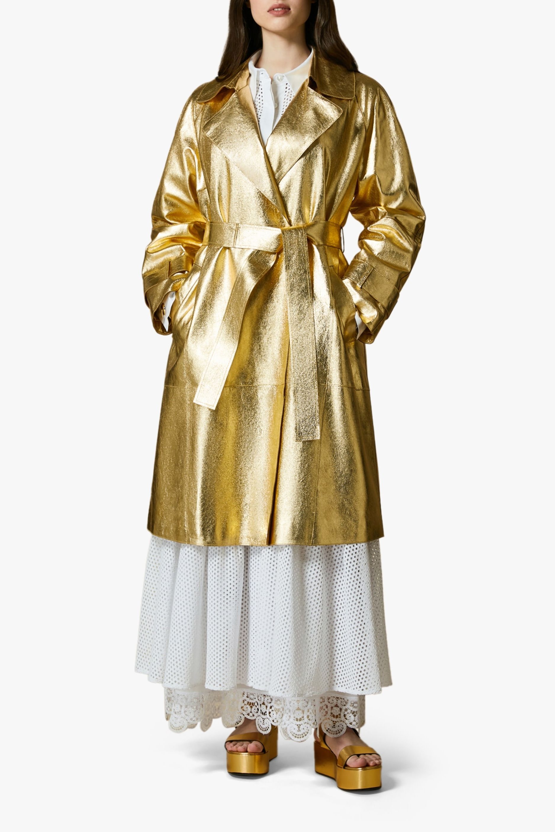 Marina Rinaldi Eleganza Leather Trench Coat