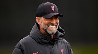 Liverpool manager Jurgen Klopp oversees a training session at the club's training ground on April 28, 2023 in Kirkby, United Kingdom.