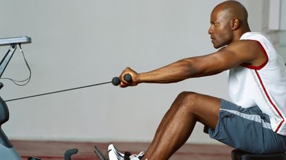 Rowing machine form: This man demonstrates good technique