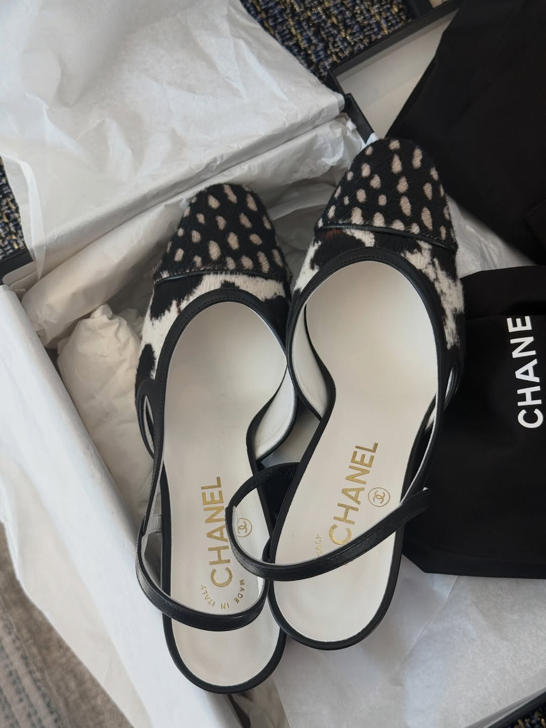 Chanel ponyhair slingback pumps