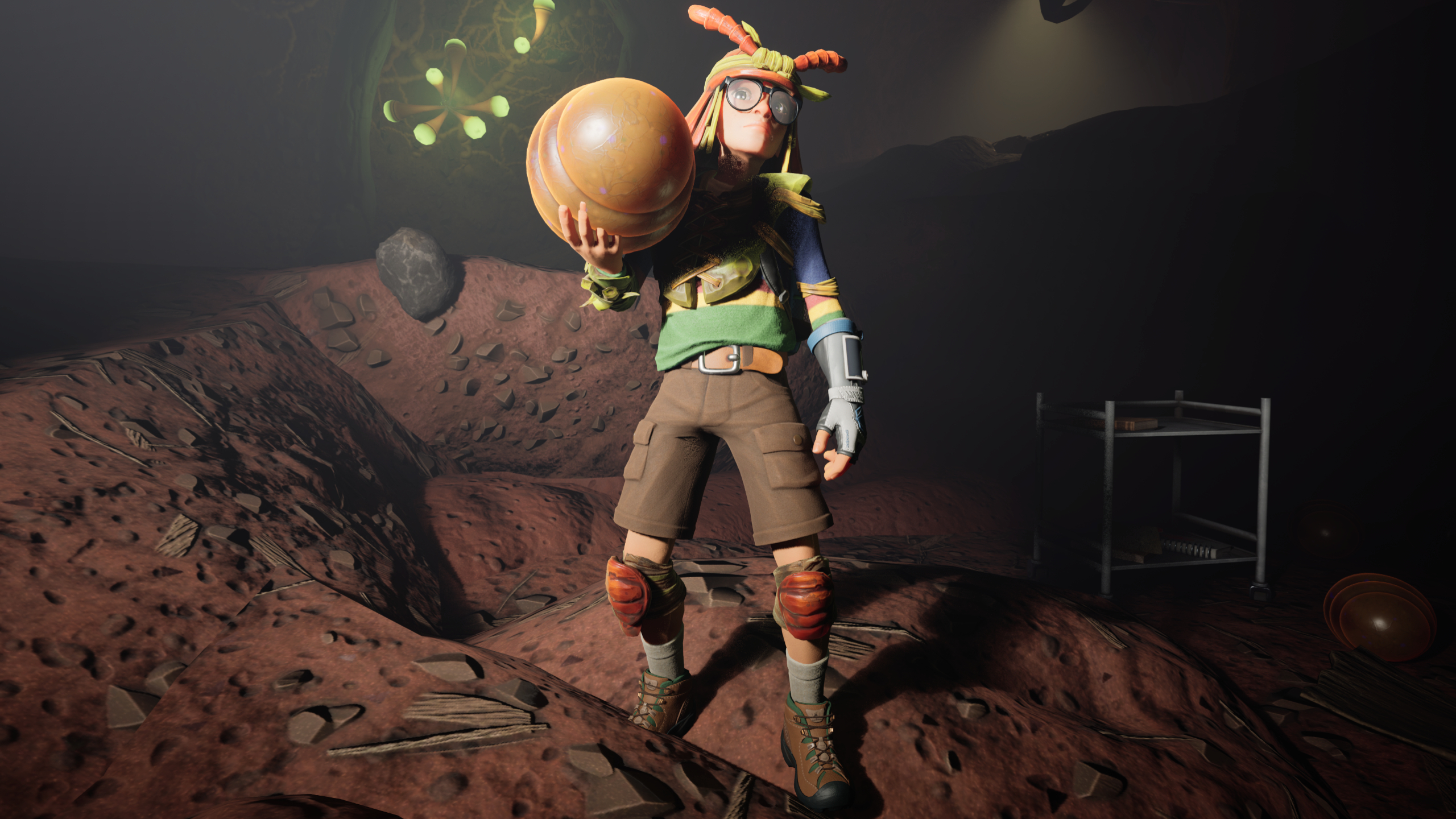 Grounded 2 red soldier ant egg location Egg Hunt: A character holding an ant egg in their hands inside a dark cave.
