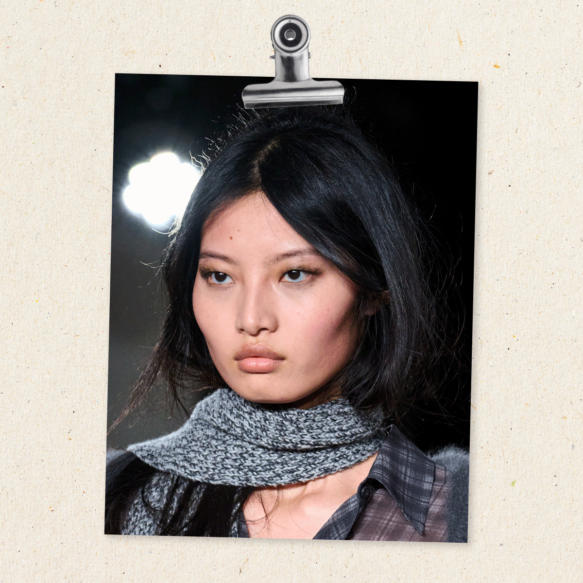 Models wearing makeup from 7 For All Mankind, Tolu Coker, and Conner Ives runway shows.