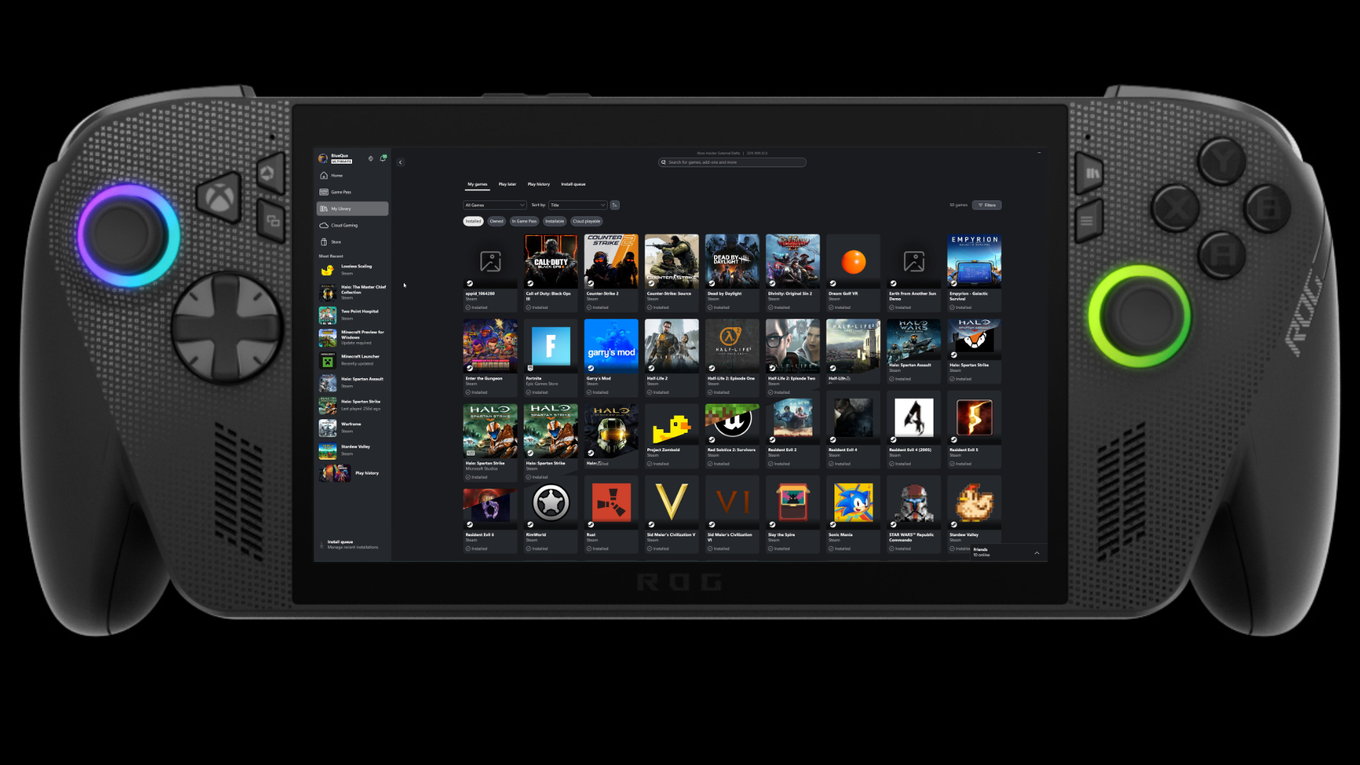 Xbox Ally X running xbox app