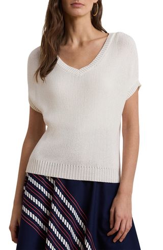 Short Sleeve V-Neck Sweater