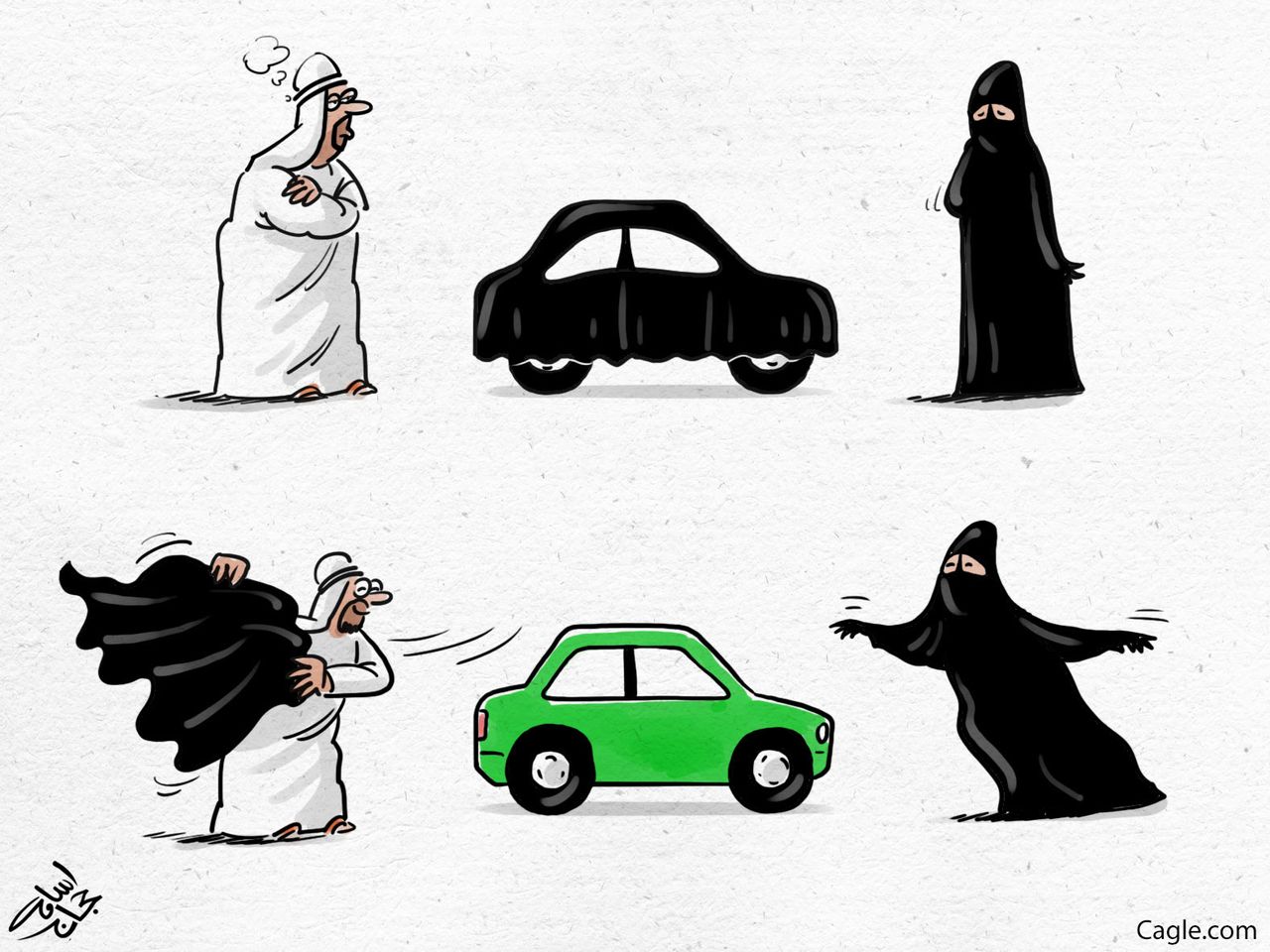 Political cartoon World Saudi women driving