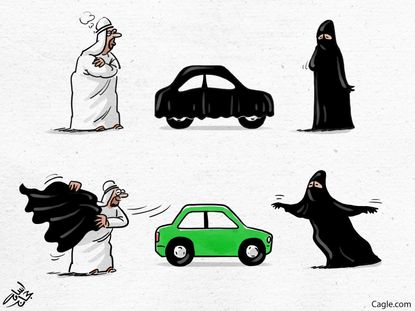 Political cartoon World Saudi women driving
