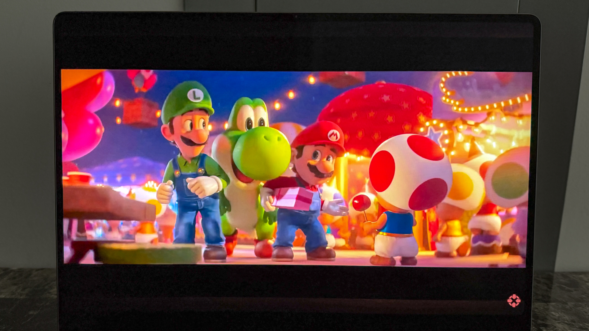 Samsung Galaxy Book6 Pro playing a trailer for the Super Mario Galaxy movie.