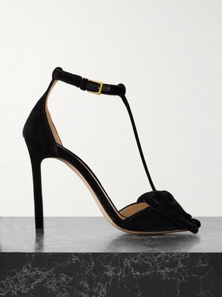 Brigitte Bow-Embellished Velvet Sandals