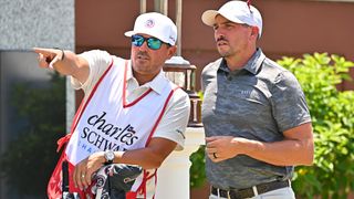 Jon Yarbrough offers advice to Scott Stallings at the 2022 Charles Schwab Challenge