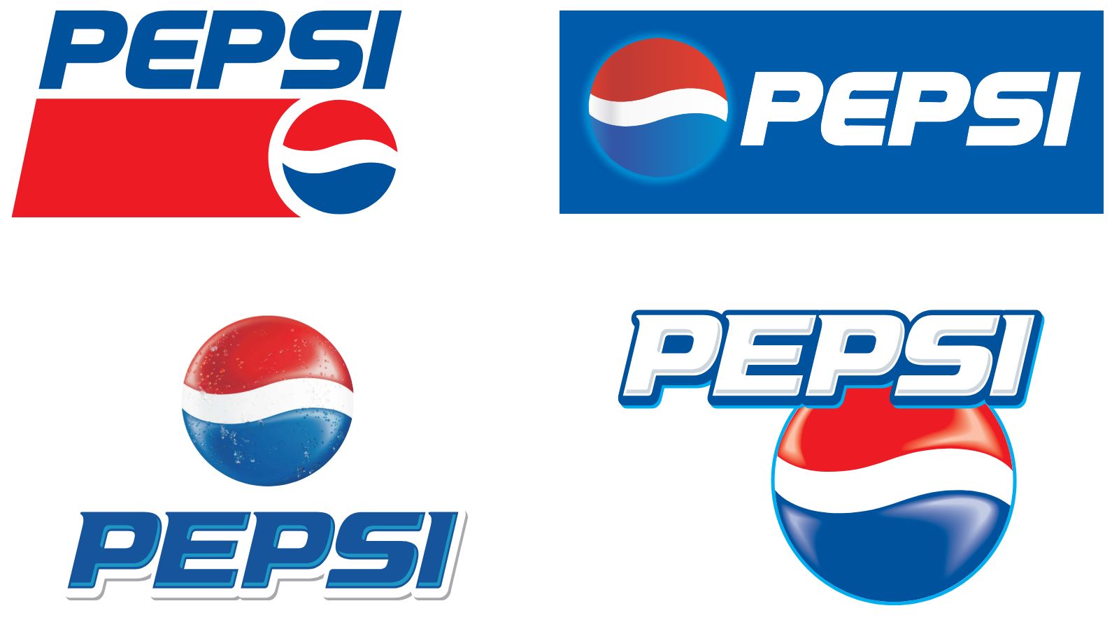 Versions of Pepsi globe logo from 1990s and 2000s