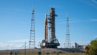 NASA rolls out the SLS rocket and Orion spacecraft for the Artemis 2 moon mission on Jan. 17, 2026.