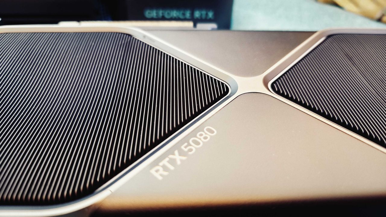 An NVIDIA GeForce RTX 5080 FE graphics card