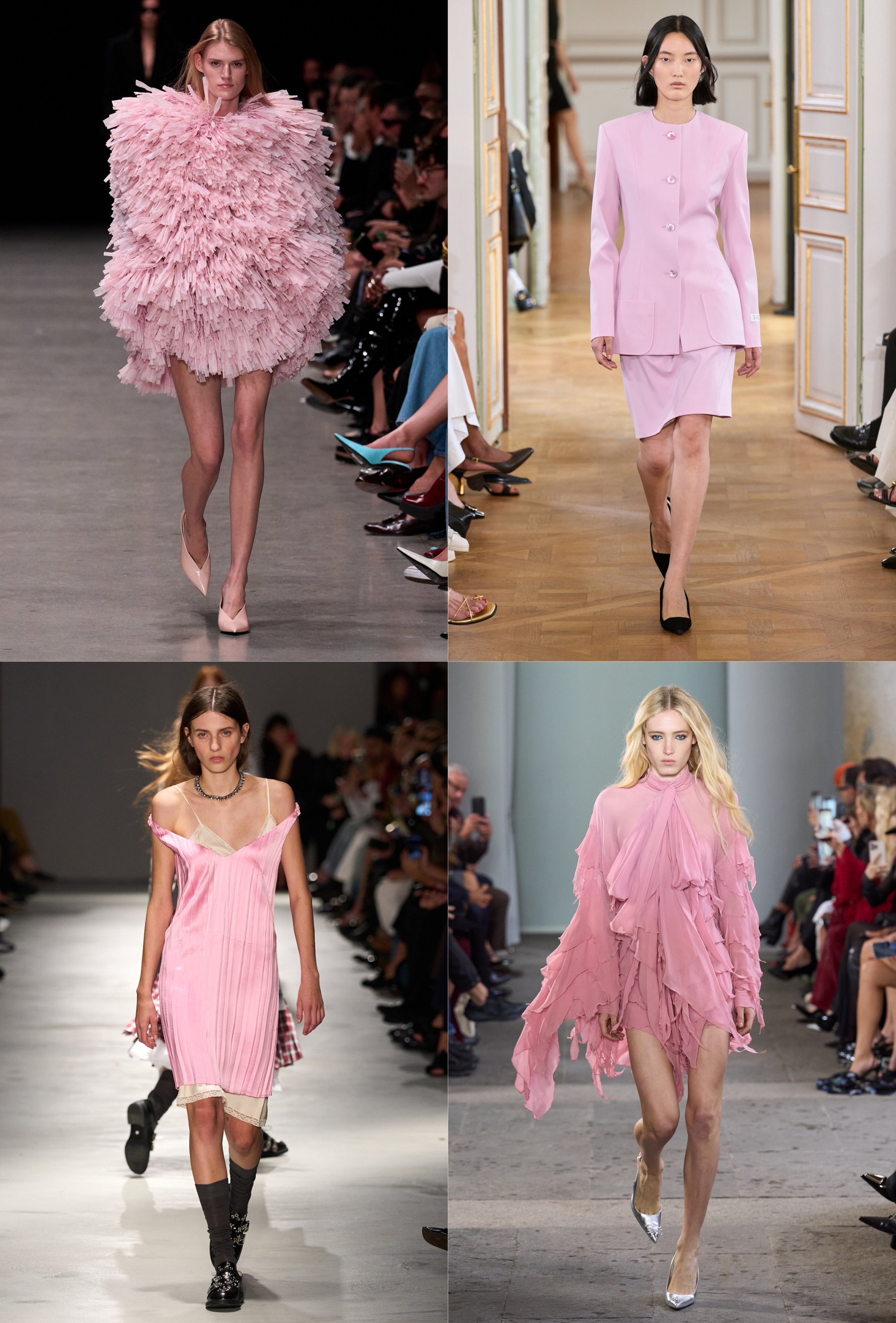 A collage of models from the spring/summer 2026 runways.