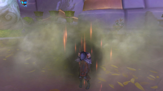 A rogue crying in a smoke cloud in World of Warcraft: Midnight.