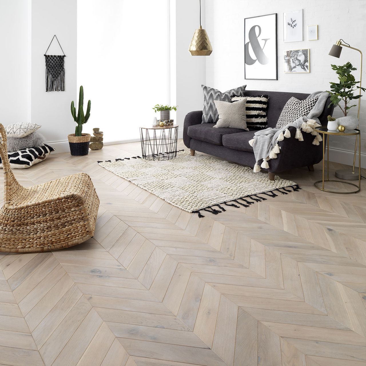 Wooden flooring in a modern living room 