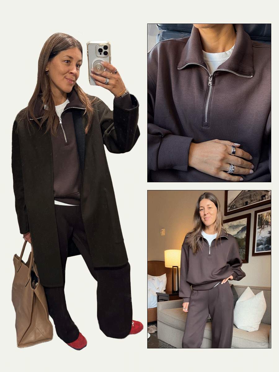 Judith in a brown sweatsuit