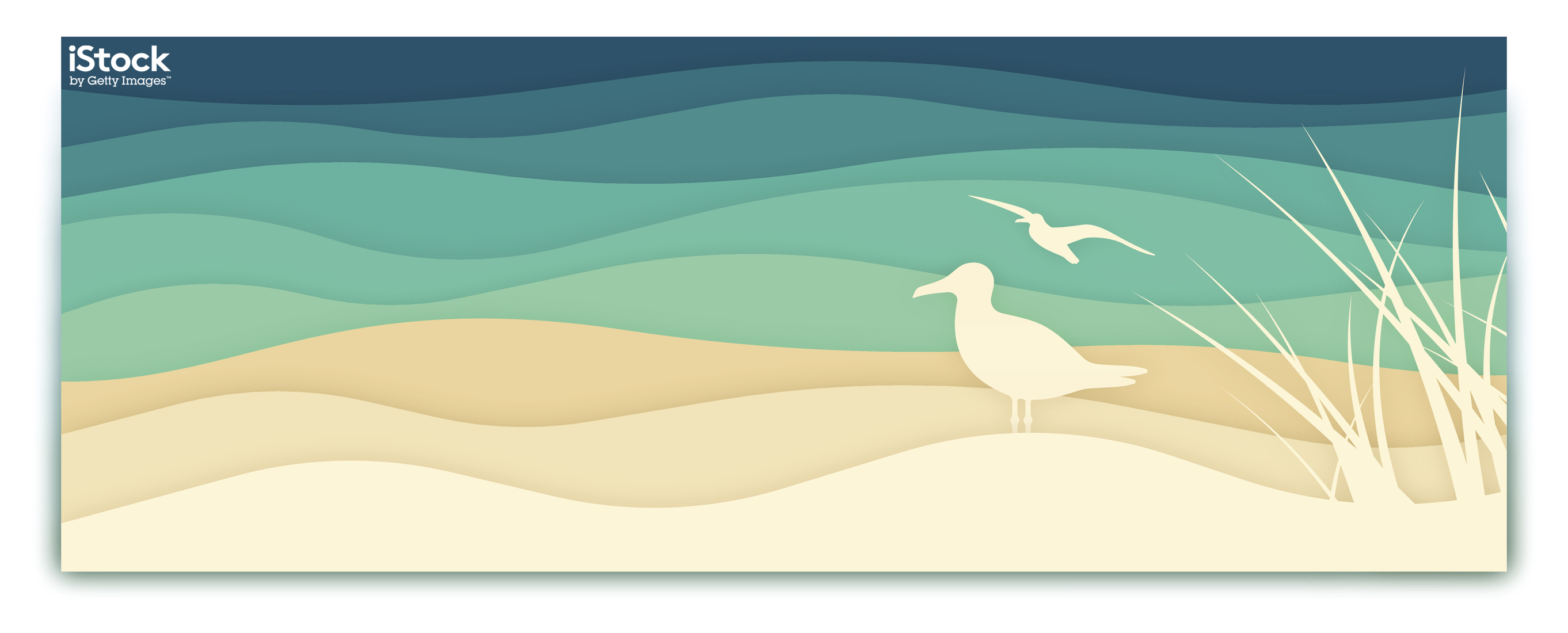Seagull Ocean Banner by filo. This illustration could be used, for example, in the header of a website about boutique seaside hotels