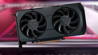 AMD Radeon RX 7600 XT graphics card with blurred backdrop