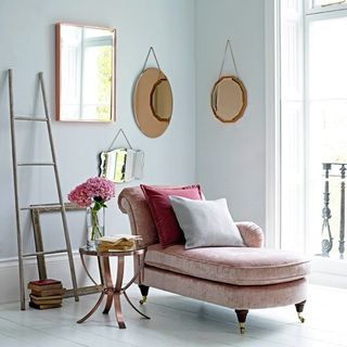 marksandspencer chaise with mayfield side table and mirrors