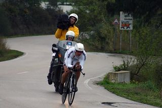 Bert Grabsch (High Road) is usually strong in the time trials, but is suffering the aftermath of a sinus infection