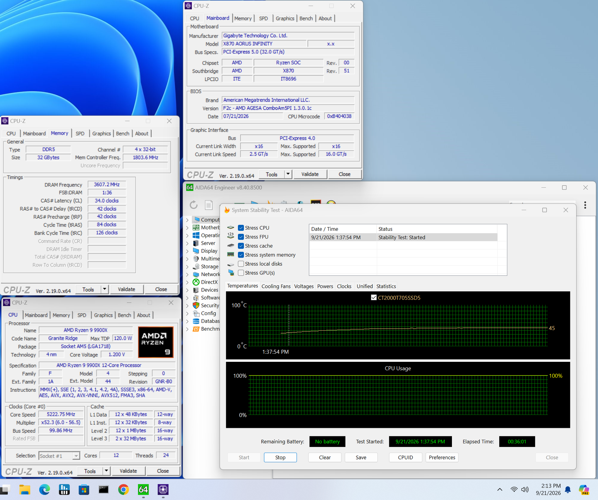 Gigabyte X870 Aorus Infinity - Memory benchmarking