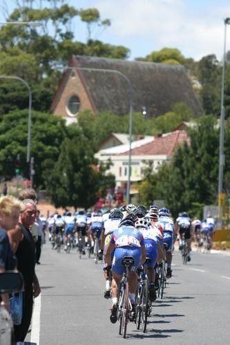 The peloton riding through Willunga