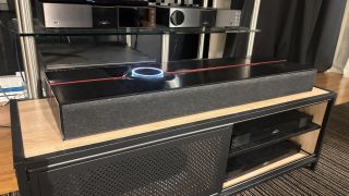 Naim Mu-so Utopia all-in-one system in black in a demo room