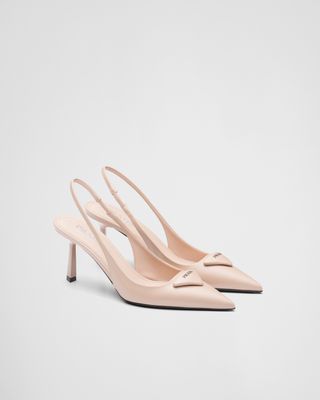 Brushed Leather Slingback Pumps