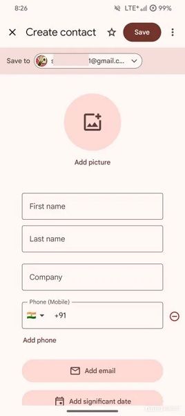 Google is preparing a new redesign for its "create contact" page in Contacts that shows what's important first.