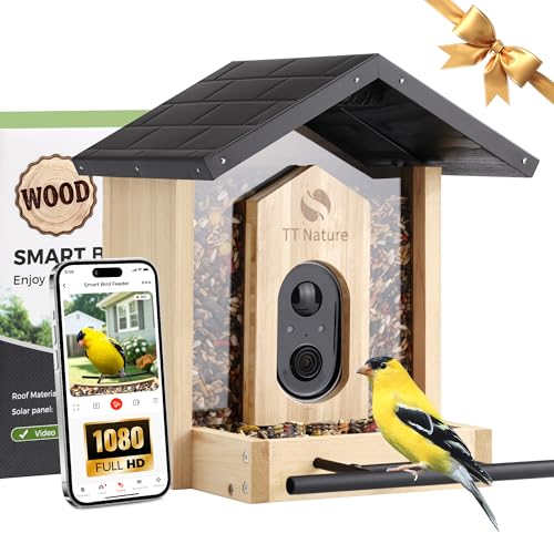 Tt Nature Bird Feeder With Camera, Upgraded 1.5l Smart Birdhouse Al Identify for 10000 Plus Species, Auto Capture &amp;amp; Real-Time Notifications, Ideal Gift for Bird Lovers (iron Roof)