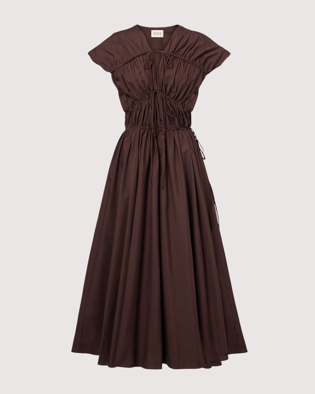 Ceres Gathered Cotton Midi Dress