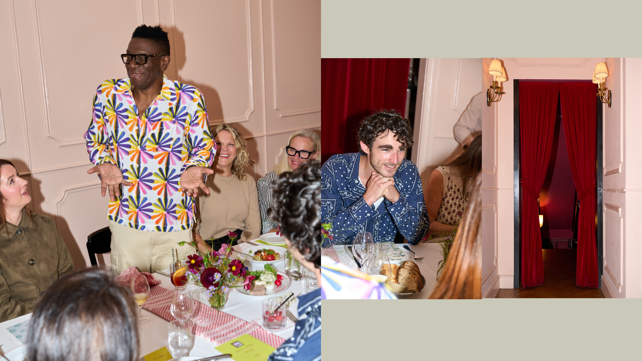 Three image composite, showing a mix of interior designers and restaurant interiors from Le Veau d&#039;Or in New York