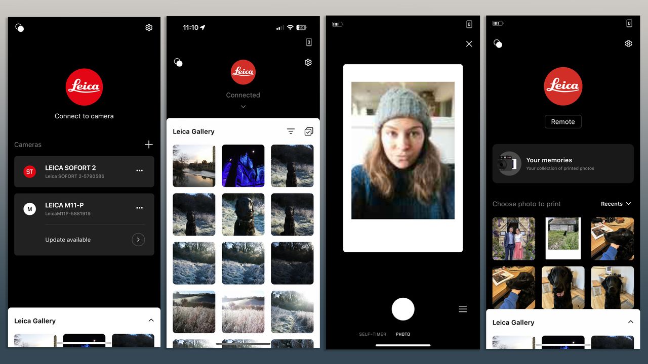 Screenshots from the Leica FOTOS app