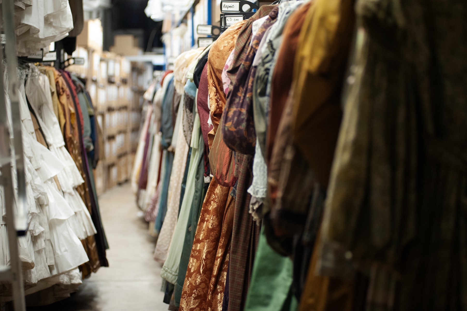 The stock room at Cosprop costume house on London’s Holloway road, which is the subject of a new exhibition at the Fashion and Textile Museum