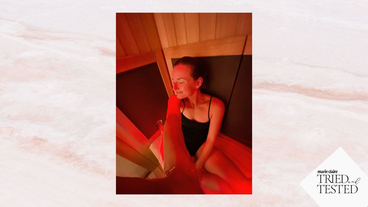 Infrared sauna benefits: Ally Head testing an infrared sauna