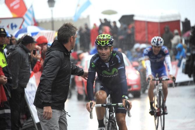 Alejandro Valverde (Movistar) suffered through rain, snow and cold weather in the Vuelta's 14th stage
